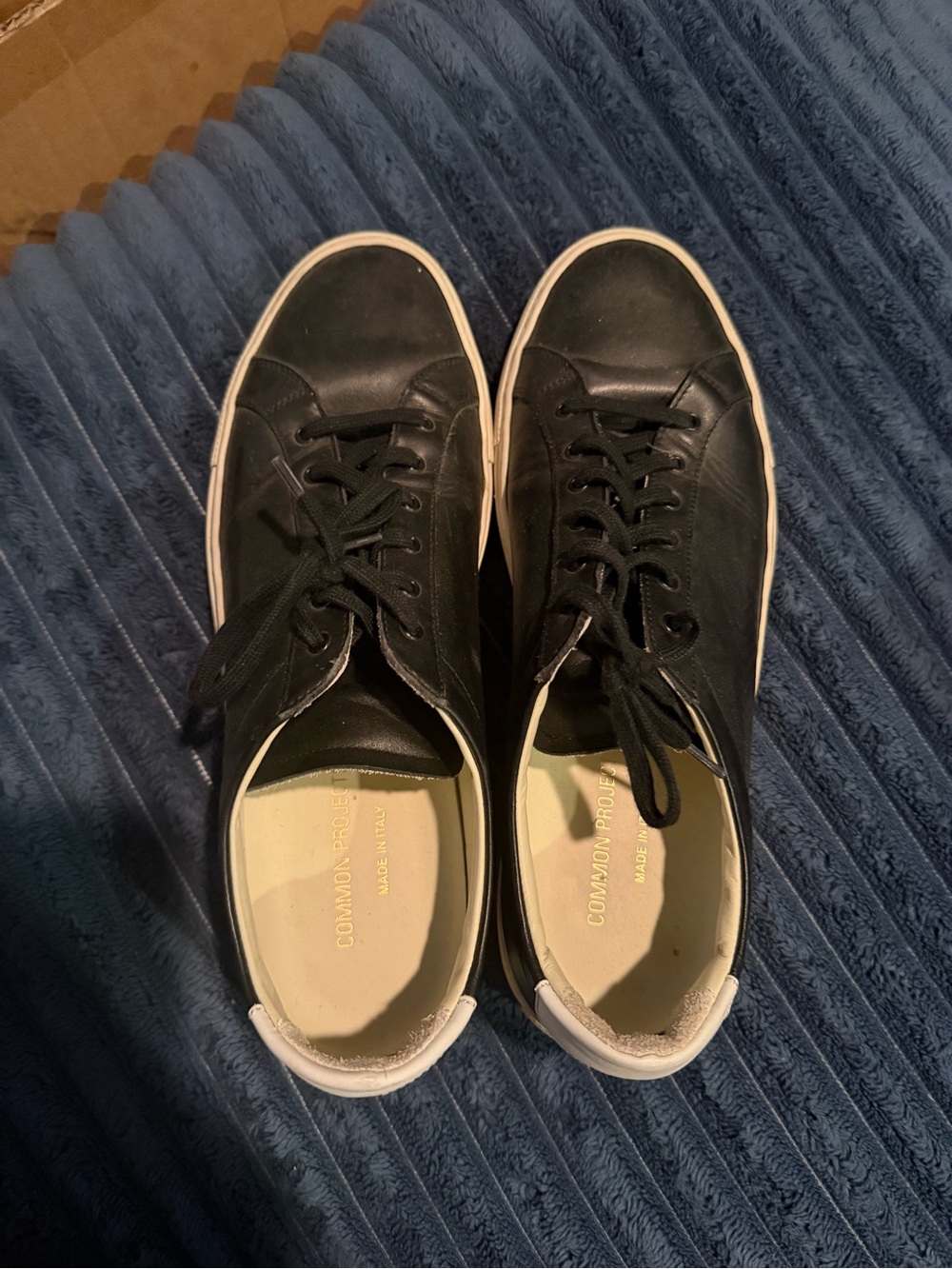 Common Projects Black Leather Low-Top Sneakers with White Sole